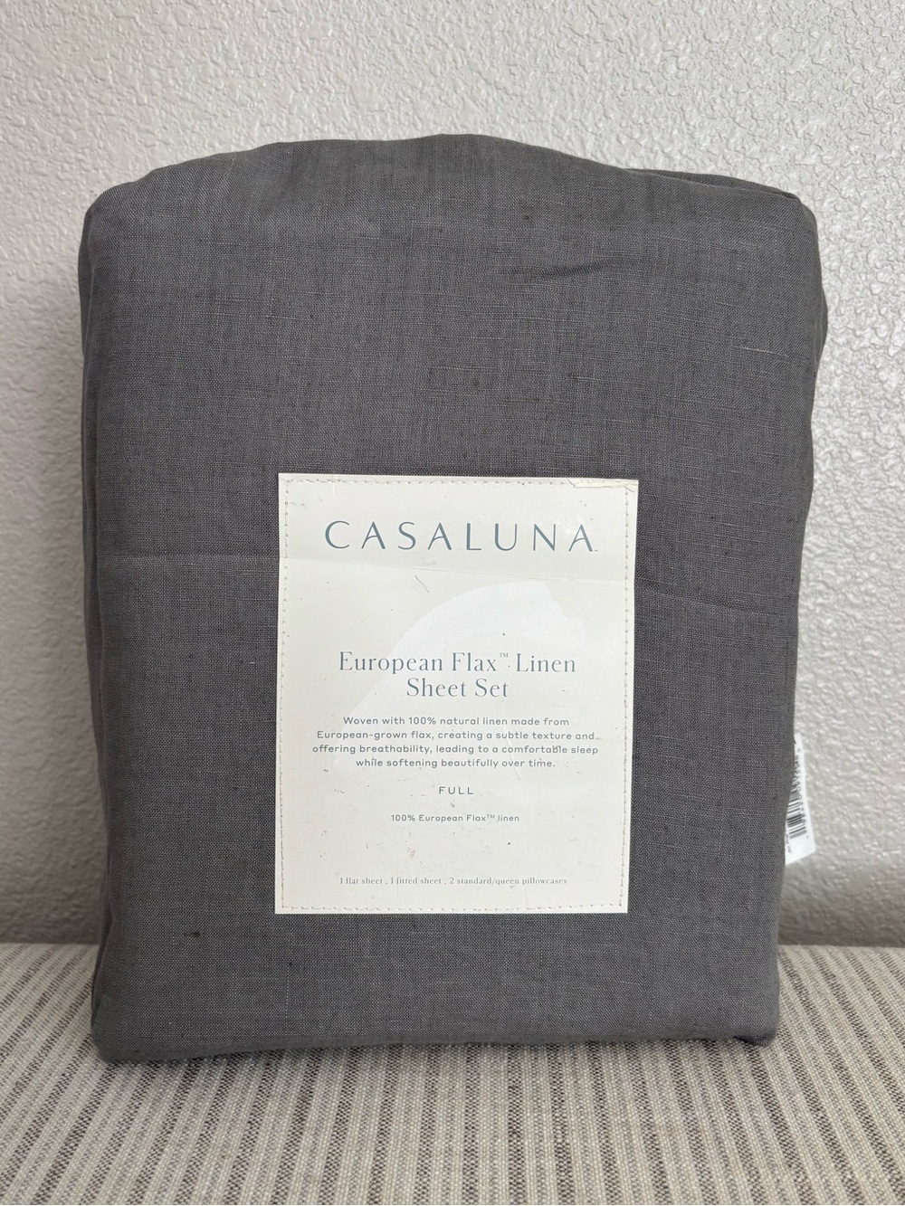 NWT Full 100% Linen Sheet Set Dark Gray
- Casaluna